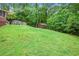 Spacious backyard featuring a large grassy area, storage shed and privacy fence at 3492 Ember St, Marietta, GA 30066