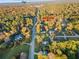 An aerial view of a neighborhood with mature trees nearby Vinson Mtn Road and a Kroger at 4781 Brownsville Rd, Powder Springs, GA 30127
