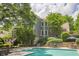 View of the rear of the house, pool area, patio, and multi-level terrace at 4891 Tarry Post Ln, Suwanee, GA 30024