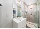Bright bathroom with glass enclosed shower and modern sink vanity at 1676 Carroll Nw Dr, Atlanta, GA 30318