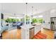 Open kitchen with stainless appliances and a large island seamlessly merges with the living area at 1676 Carroll Nw Dr, Atlanta, GA 30318