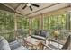 Relaxing screened-in porch with comfortable seating and scenic views at 1050 Mountain Creek Trl, Atlanta, GA 30328