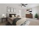 Staged bedroom showcases neutral walls, plush carpeting, and decorative furniture at 565 Deer Sw Run, Lilburn, GA 30047