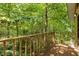 Exterior shot showcasing a private wooden deck surrounded by lush greenery and mature trees at 922 Barton Woods Ne Rd, Atlanta, GA 30307