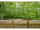 Picturesque backyard view from a wooden deck surrounded by lush greenery and mature trees at 2663 Marcia Dr, Lawrenceville, GA 30044
