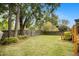 Spacious backyard with lush green grass, mature trees, and a privacy fence at 3013 Surrey Ln, Atlanta, GA 30341