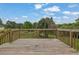 Wooden deck with railing overlooking backyard and trees at 4665 Big Valley Rd, Stone Mountain, GA 30083