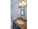 A bathroom with granite counters, a drop-in sink, and modern fixtures at 615 Woodwork Way, Roswell, GA 30076