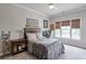 Bedroom with neutral colors, a large bed, and three windows with blinds at 7045 Parrish Way, Cumming, GA 30040