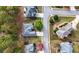 An aerial view showcases a lovely landscaped property on a tree-lined street at 570 Highcrest Dr, Acworth, GA 30101