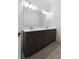 Bathroom boasts a double sink vanity with gray cabinets and tile flooring at 308 Chardonnay Way, Woodstock, GA 30188