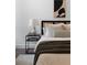 Close-up of a stylish bedroom featuring black nightstand and abstract wall art at 308 Chardonnay Way, Woodstock, GA 30188