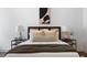 A comfortable bedroom with lamps and nightstands and art above the headboard at 308 Chardonnay Way, Woodstock, GA 30188
