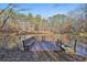 Dock on lake with built-in benches and a boat tied alongside at 337 Andrew Bailey Rd, Sharpsburg, GA 30277