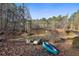 Waterfront view of lake with boat and kayaks at the water's edge at 337 Andrew Bailey Rd, Sharpsburg, GA 30277