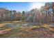 Beautiful pond view from the property, surrounded by mature trees and lush greenery at 337 Andrew Bailey Rd, Sharpsburg, GA 30277