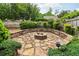 Stone fire pit in fenced backyard, perfect for outdoor gathering and relaxation at 1545 Center Cross Pass, Marietta, GA 30062