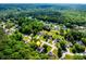 A high aerial shot of a neighborhood surrounded by large trees at 1720 Alcovy River Dr, Dacula, GA 30019