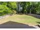 View of the backyard featuring a tree line, a wooden fence and luscious greenery at 4971 Sharp Way, Duluth, GA 30096