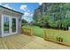 Wooden back deck with a fenced backyard and a view of the lawn and trees creating a tranquil outdoor space at 11305 Knollwood Bend, Johns Creek, GA 30097