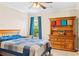 Bedroom with blue accents at 3720 Bridle Ridge Dr, Suwanee, GA 30024