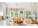 Eat-in kitchen with white cabinets, dining table, and access to screened-in porch at 3720 Bridle Ridge Dr, Suwanee, GA 30024