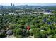 Expansive aerial view of a neighborhood with mature trees, parks, and the Atlanta skyline in the distance at 872 Euclid Ne Ave, Atlanta, GA 30307