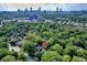 Areal view of tree-filled neighborhood with a glimpse of the Atlanta skyline in the distance at 872 Euclid Ne Ave, Atlanta, GA 30307