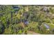 Aerial view showcases the home and its surrounding mature trees, with pond and neighbor visible at 3919 Mccullers Rd, Loganville, GA 30052