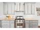 Bright kitchen featuring stainless steel appliances, granite counters, and gray cabinets at 2685 Grady Se St, Smyrna, GA 30080