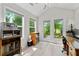 Bright sun room featuring large windows and door with view of the lush, green, landscaped yard at 52 Lantern Trce, Hiram, GA 30141