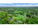 Stunning aerial view of a home on a golf course with lush green fairways and mature trees at 6515 Ashbourne Ct, Suwanee, GA 30024