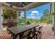 Enjoy outdoor dining with beautiful backyard views from this covered patio area with grill at 6515 Ashbourne Ct, Suwanee, GA 30024