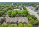 Scenic aerial view showcases townhomes nestled in a lush landscape near nearby city ammenities at 8730 Parker Pl, Roswell, GA 30076