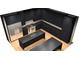 Modern kitchen featuring black marble countertop islands, stainless steel appliances, and wood floors at 0 Highway 279, Fayetteville, GA 30214