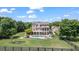 Aerial view of two-story home featuring a pool, patio area, and expansive lawn at 3920 Ineal Dr, Cumming, GA 30028