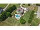 Overhead view of outdoor living space with manicured lawn and pool at 3920 Ineal Dr, Cumming, GA 30028