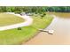 Aerial shot of a dock, community pool and lake at 4810 Duncans Lake Dr, Buford, GA 30519