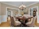 Traditional dining room featuring a chandelier, hardwood floors, and elegant decor at 4810 Duncans Lake Dr, Buford, GA 30519