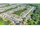 An aerial view showing the property's location in a desirable neighborhood, yellow property outline shown at 556 Georgia Cir, Loganville, GA 30052