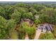 Expansive aerial shot of a secluded property surrounded by lush greenery and mature trees at 9395 Clublands Dr, Alpharetta, GA 30022