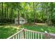 A backyard view showing a small building amidst trees at 3078 Alberta Dr, Marietta, GA 30062