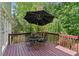 Exterior shot of the cozy back deck with an umbrella-covered table set at 4140 Lansfaire Ter, Suwanee, GA 30024