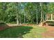 Expansive backyard featuring lush green lawn and wooded perimeter, perfect for outdoor activities at 3267 Sewell Mill Rd, Marietta, GA 30062