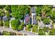 Aerial view of a gray home surrounded by lush greenery in a neighborhood setting at 34 Candler Ne Rd, Atlanta, GA 30317