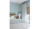Cozy bedroom with soft blue walls, decorative pillows, and light-blocking shades at 5205 Riverview Nw Rd, Atlanta, GA 30327