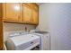 Laundry room with a side-by-side washer and dryer with storage cabinets above at 2903 Southpark Sw Ter, Conyers, GA 30094