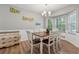 Well-lit dining room features a chandelier, wood floors, and bay window perfect for entertaining at 76 Hollis Cir, Dallas, GA 30157
