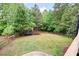 Expansive backyard with lush lawn and wooded area provides privacy at 105 Thorncliff Way, Acworth, GA 30101