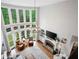 Open living room with soaring windows, a fireplace, and stylish furniture at 105 Thorncliff Way, Acworth, GA 30101